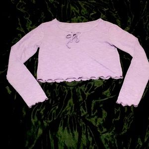 Lavender long sleeve knit crop top
